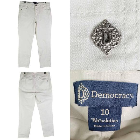 Democracy Jeans Womens Size 10 Ab Solution White Skinny 5-Pocket Cotton - Picture 1 of 11